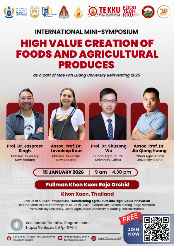 International Mini-Symposium High Value Creation of Foods and Agricultural Produces  as a part of Mae Fah Luang University Reinventing 2025  15 January 2026 at Pullman Khon Kaen Raja Orchid, Khon Kaen, Thailand
